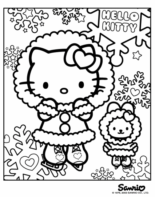 Hello Kitty in inverno disegni da colorare gratis