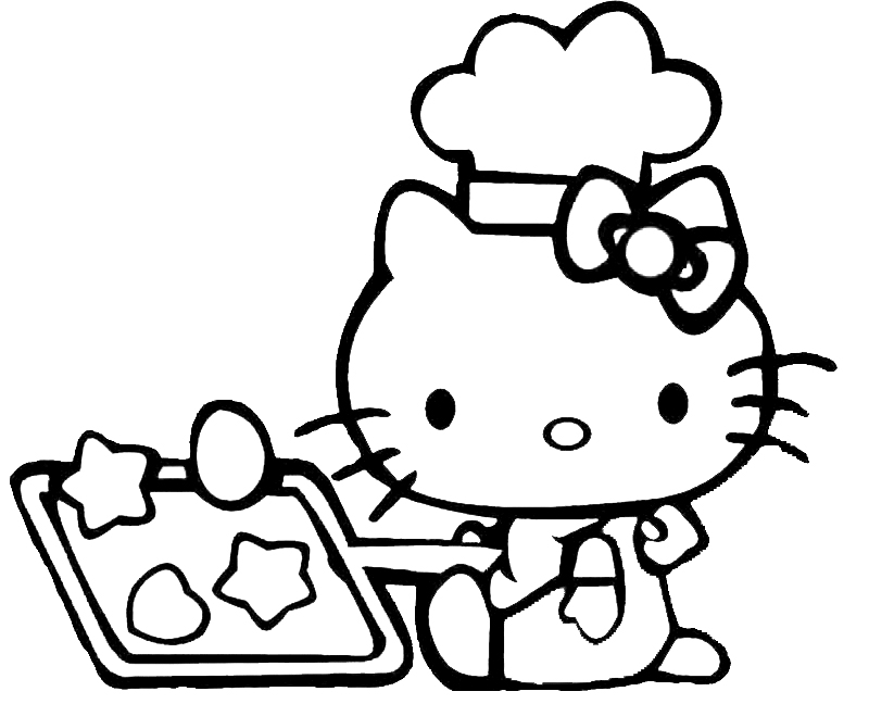 Hello Kitty pasticciere disegni da colorare gratis