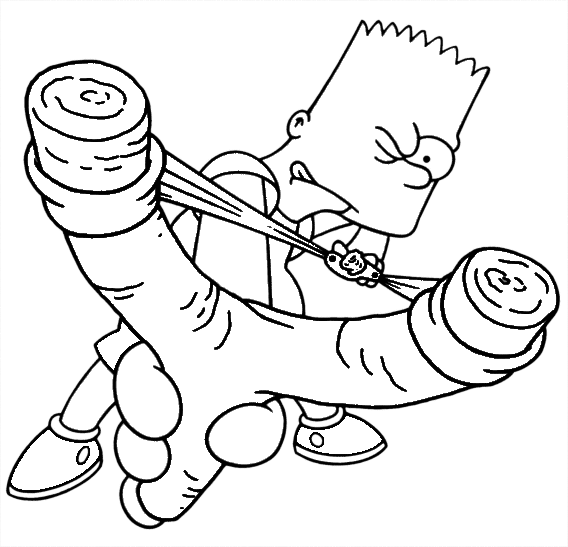 Homer Simpson con la fionda disegno da colorare gratis