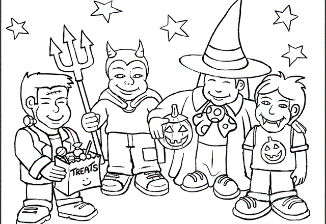 I bambini e gli scherzi di Halloween disegno da colorare