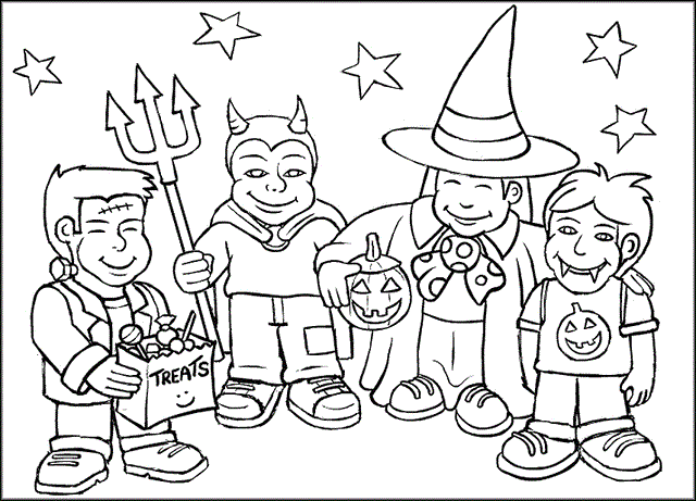 I bambini e gli scherzi di Halloween disegno da colorare