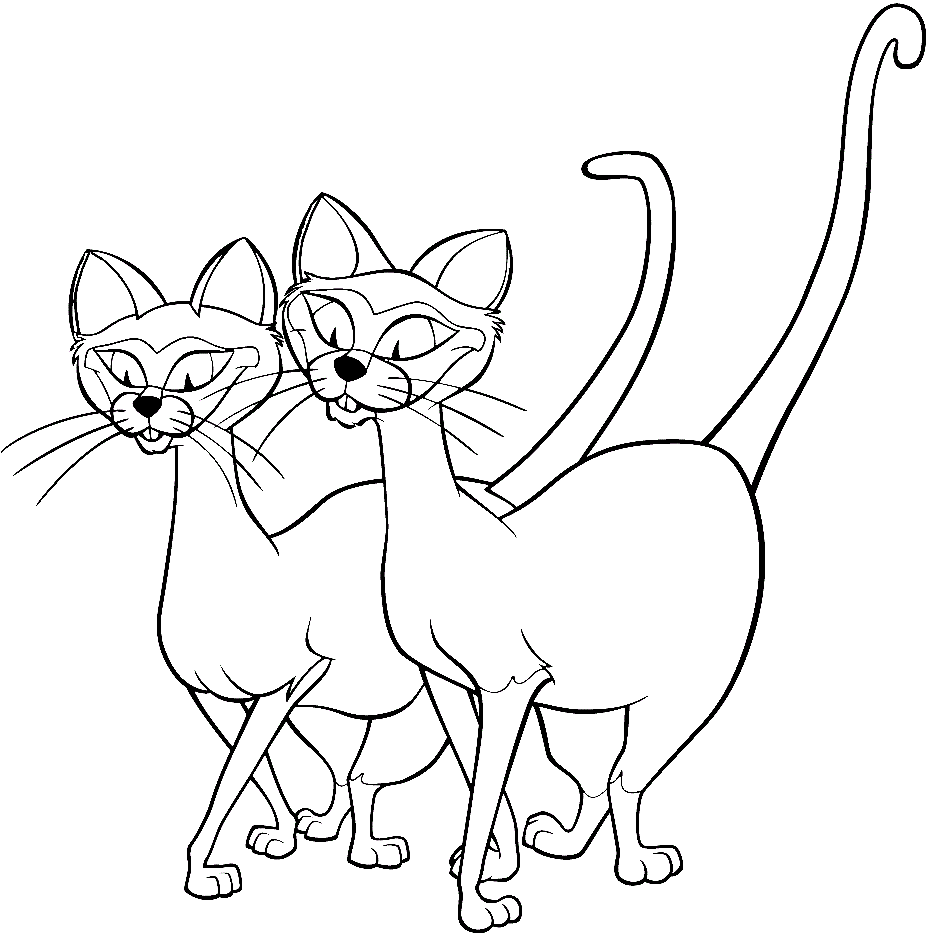 I gatti siamesi 2 disegni da colorare gratis