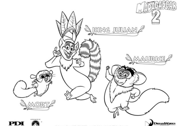 I lemuri di Madagascar 2 disegni da colorare