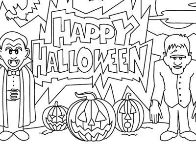 I mostri le zucche e la festa di Halloween da colorare