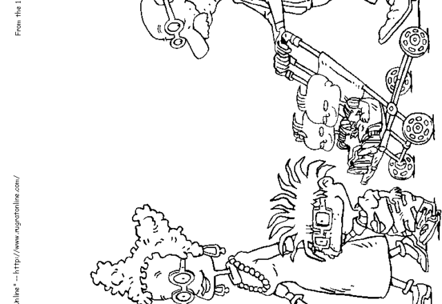 I personaggi del cartone animato I Rugrats a passeggio con passeggino disegno da colorare