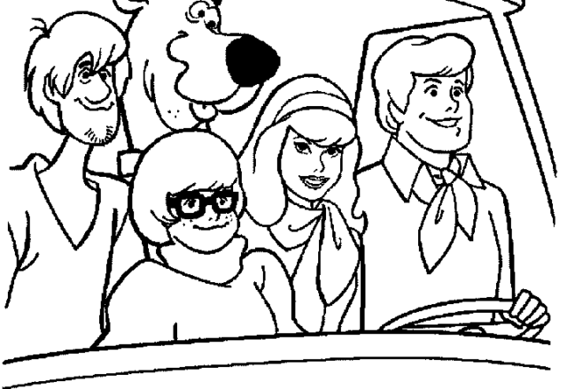 I personaggi di Scooby Doo nel furgone disegno da colorare