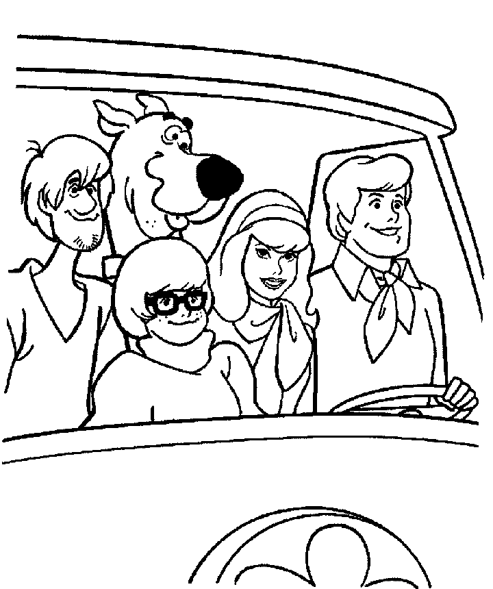 I personaggi di Scooby Doo nel furgone disegno da colorare