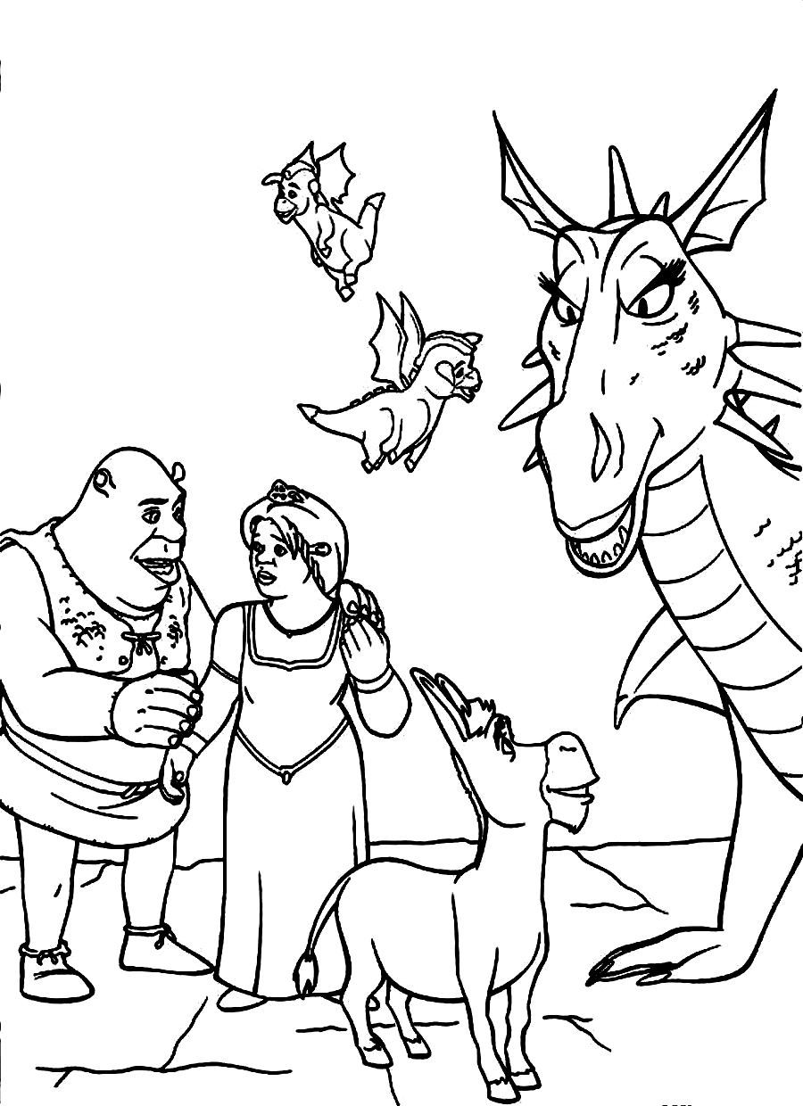 I personaggi di Shrek da stampare e da colorare