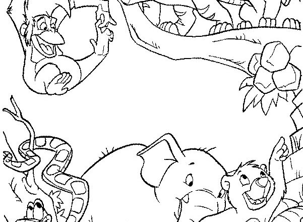 I personaggi versione baby di Mowgli e il libro della giungla da colorare