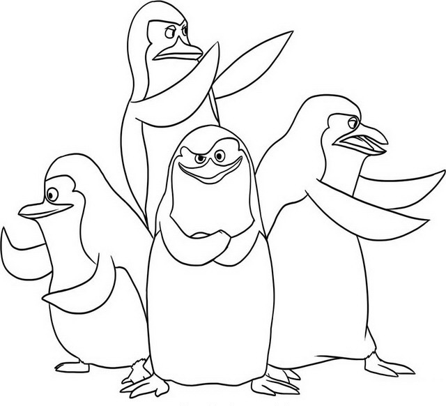 I pinguini di Madagascar disegni da colorare gratis