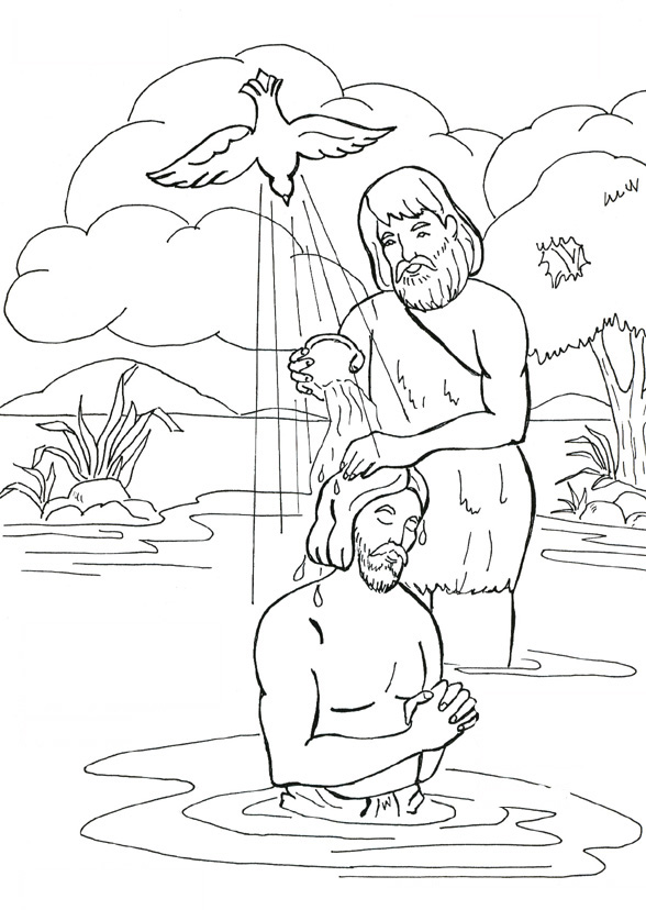 Il Battesimo di Gesù disegno da stampare e da colorare gratis
