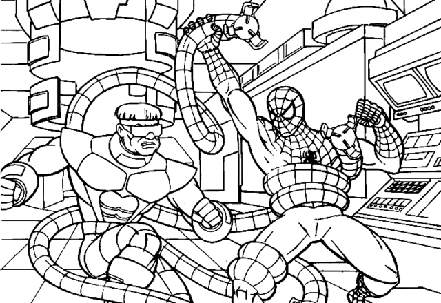 Il Dottor Octopus contro l’ Uomo Ragno Spiderman disegno da colorare gratuitamente