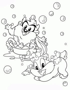 Il bagnetto di Taz e Bugs Bunny disegni da colorare gratis
