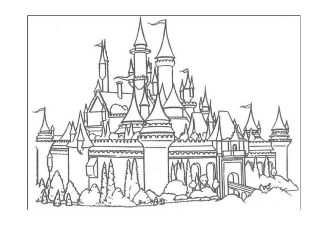 Il castello del cartone animato Shrek disegno da colorare
