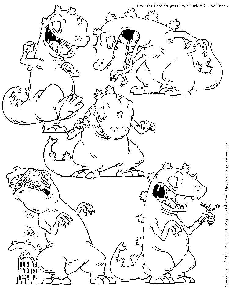 Il dinosauro Reptar de I Rugrats in azione 1 disegni da stampare e da colorare