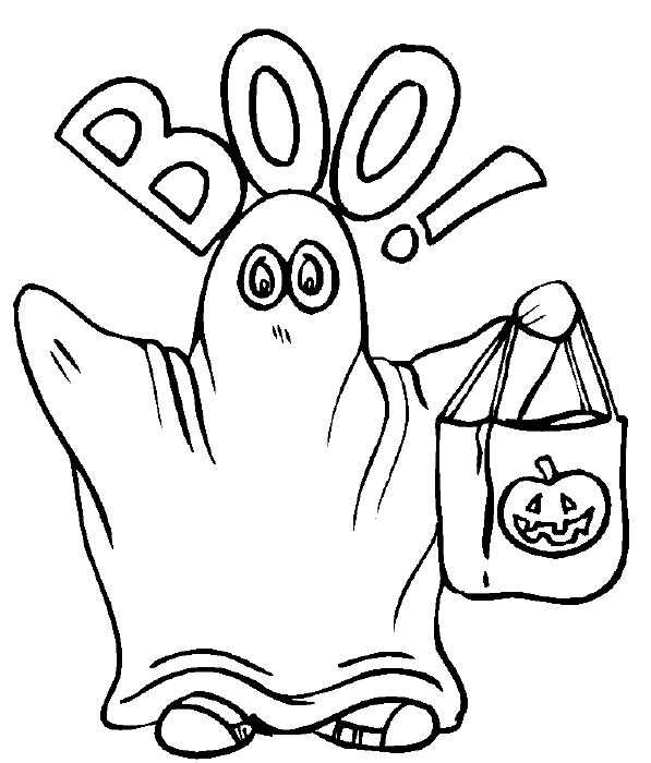 Il fantasma Boo di Halloween da stampare e da colorare