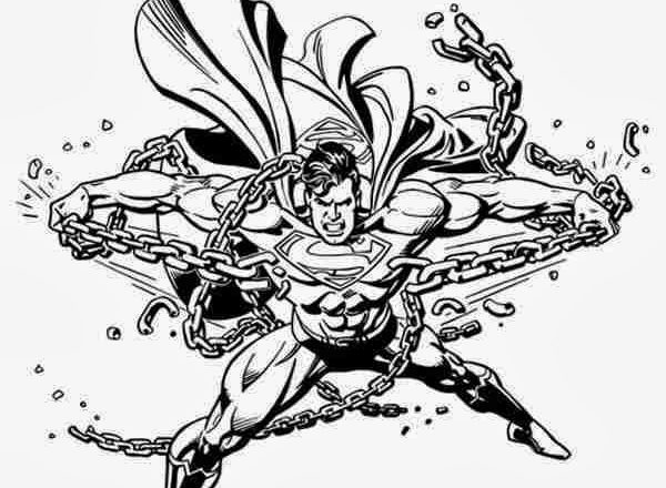 Il forte Superman spezza le catene disegno da colorare gratis