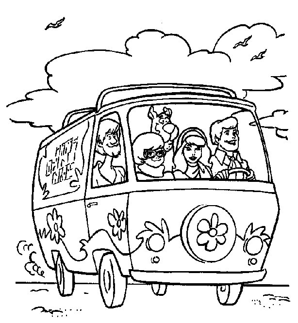 Il furgone dei protagonisti di Scooby Doo da colorare