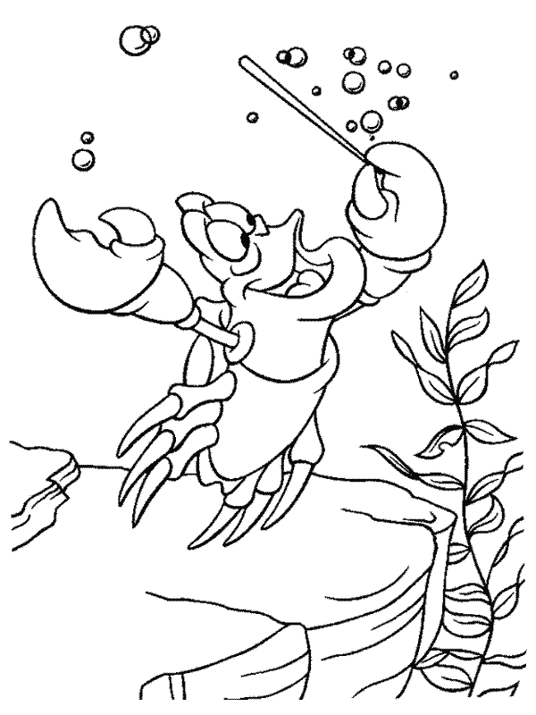 Il granchio di Disney La Sirenetta disegni da colorare per bambini