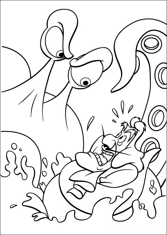 Il kraken contro Capitan Uncino disegni gratis da colorare