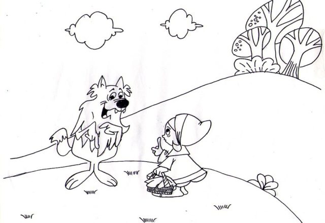 Il lupo che parla con Cappuccetto disegni da colorare gratis