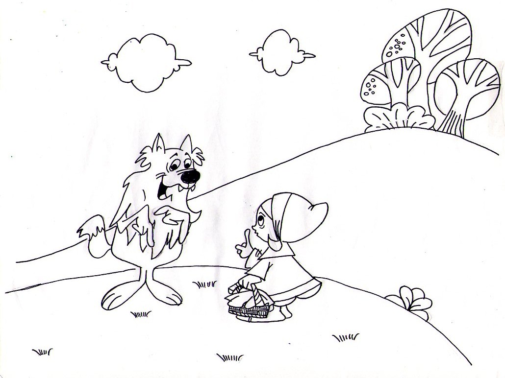 Il lupo che parla con Cappuccetto disegni da colorare gratis