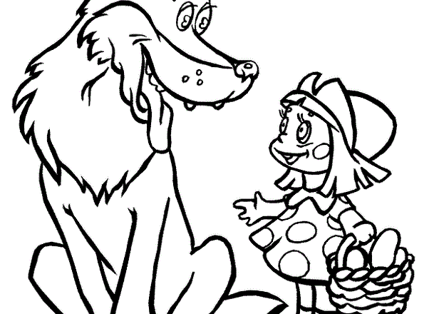 Il lupo e Cappuccetto Rosso 2 disegni da colorare gratis
