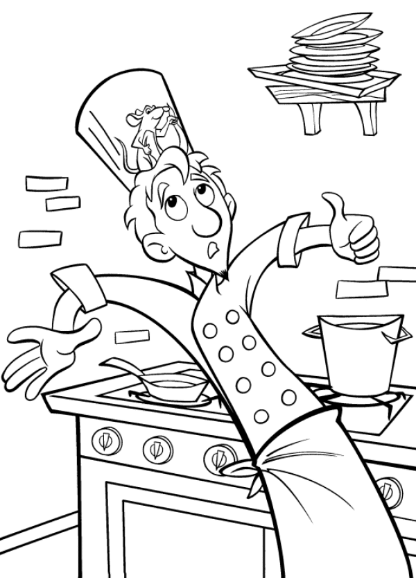 Il pasticcione Linguini in cucina disegni da colorare Ratatouille