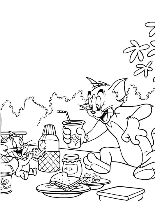 Il pic nic con Tom and Jerry disegni da colorare