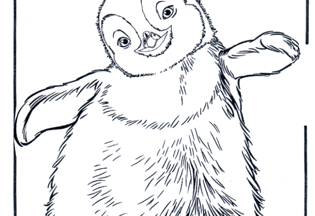 Il pinguino di Happy Feet in cornice da colorare
