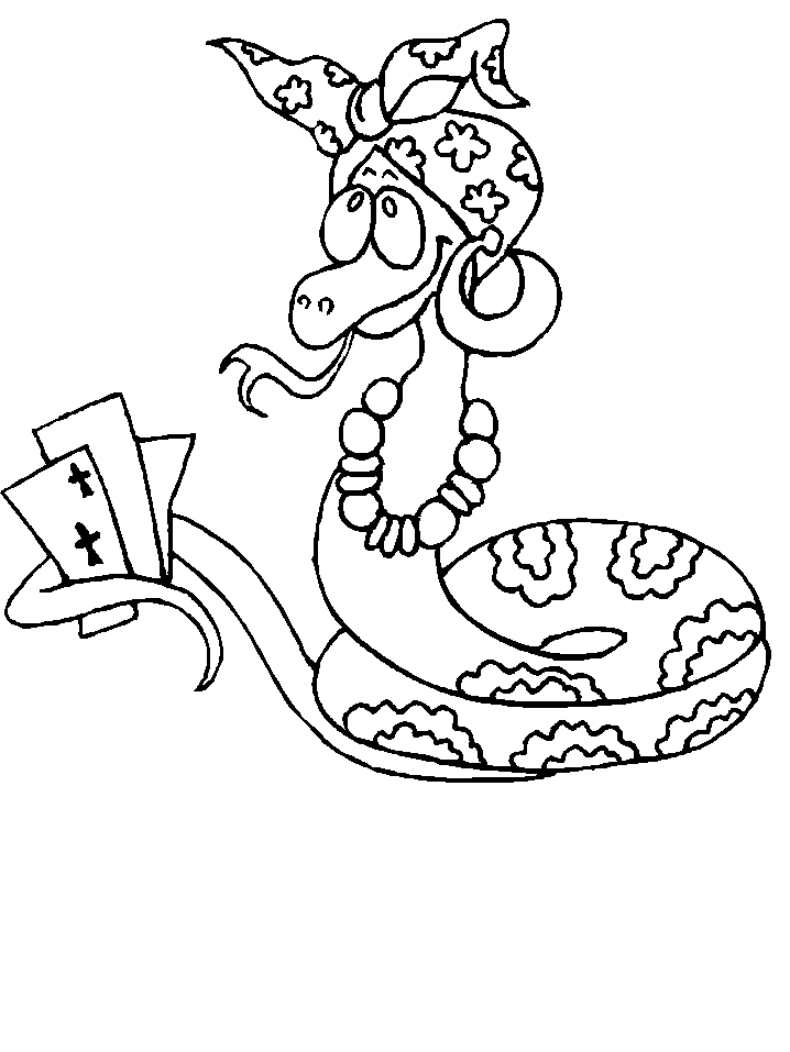 Il serpente cartomante da colorare per bambini