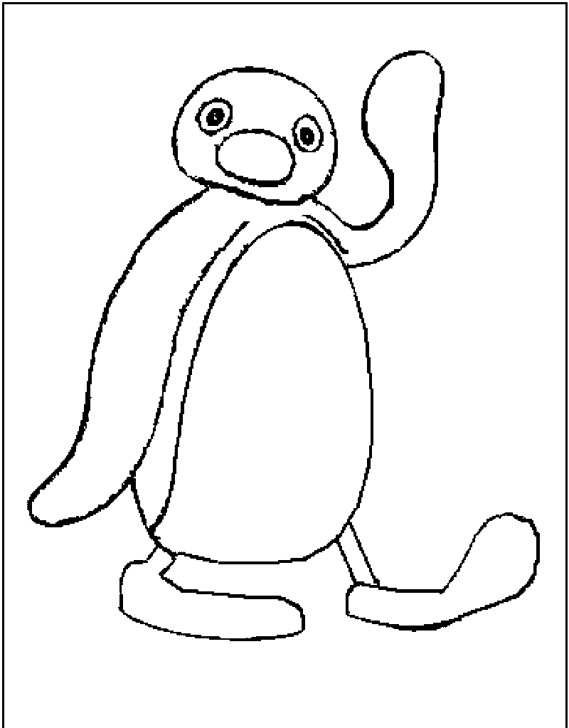Il simpatico pinguino Pingu che saluta disegni da colorare