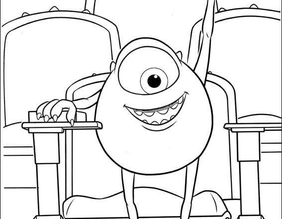 Il sorridente Mike personaggio di Monsters University da colorare