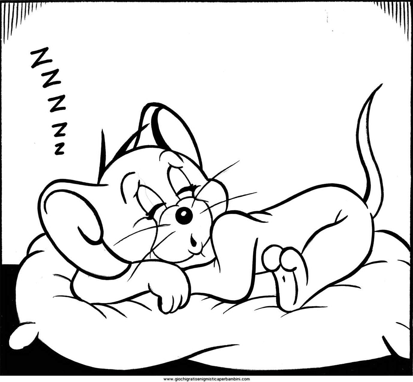 Il topolino Jerry che dorme disegni da colorare per bambini