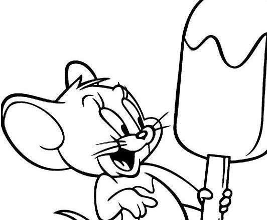 Il topolino Jerry con un grande gelato da colorare