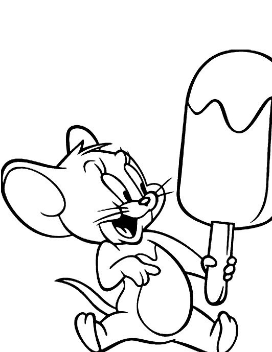Il topolino Jerry con un grande gelato da colorare