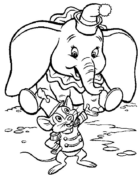 Il topolino Timoteo e l’ elefantino Dumbo disegni da colorare gratis