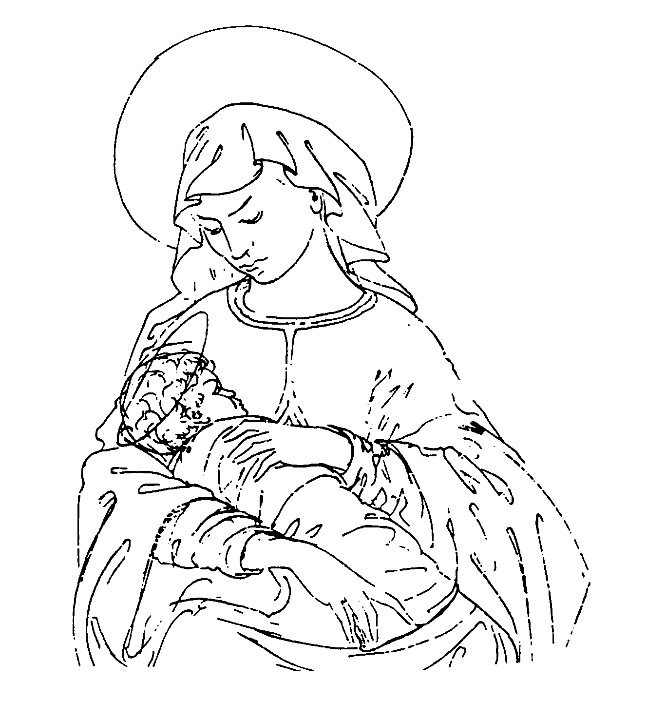 Immagine da colorare Madonna con bambino categoria Religione
