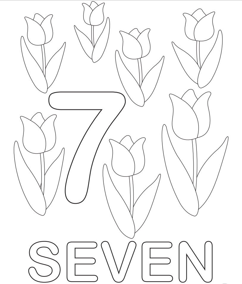 In inglese numeri da colorare numero sette