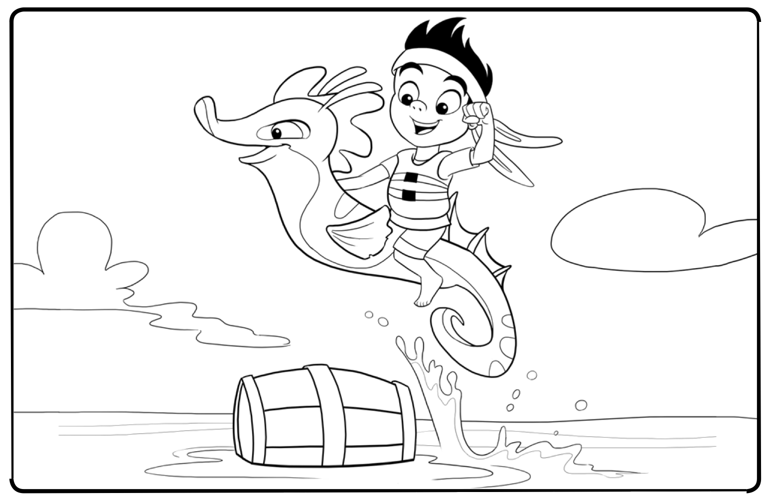 Jake e i pirati dell’ isola che non c’ è Jake sul cavalluccio marino disegno da colorare