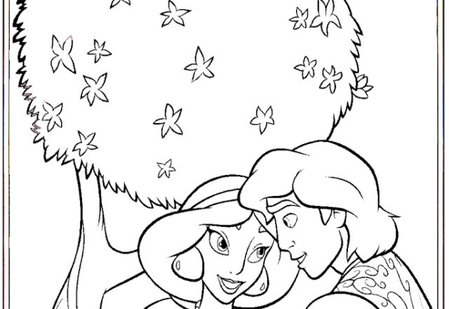 Jasmine e Aladdin 2 disegni da colorare gratis