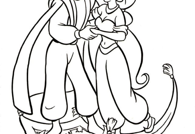 Jasmine e Aladdin 5 disegni da colorare gratis