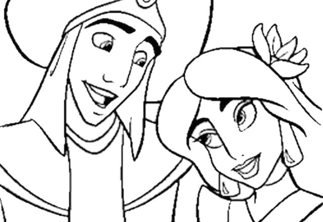 Jasmine e Aladdin disegni da colorare gratis