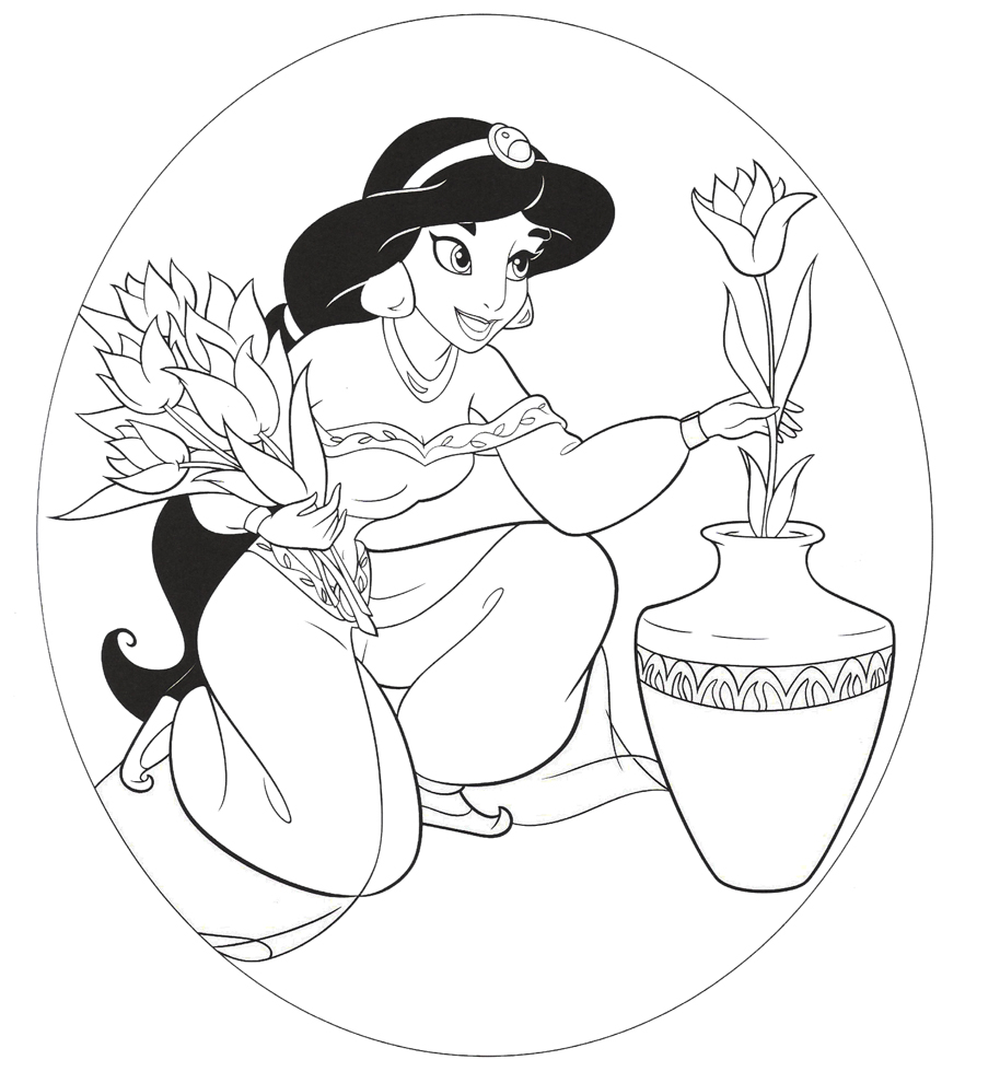 Jasmine e i fiori disegni da colorare gratis