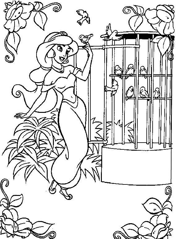 Jasmine e l’ uccelliera disegni da colorare gratis
