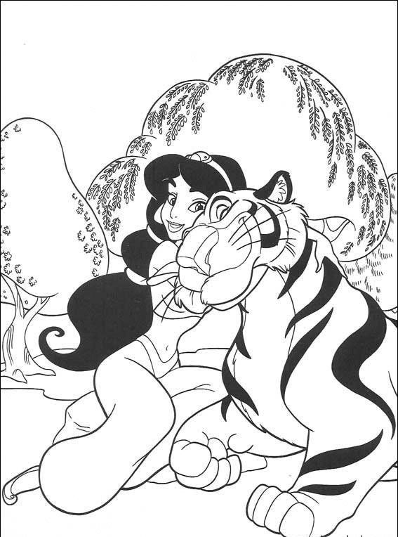 Jasmine e la sua tigre disegni da colorare gratis