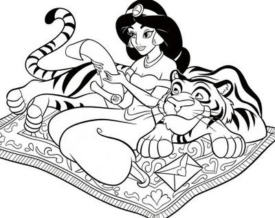 Jasmine sul tappeto disegni da colorare gratis