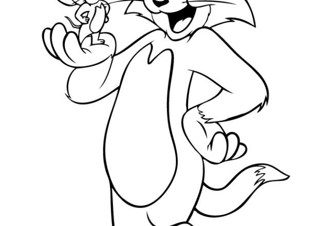 Jerry sulla mano di Tom da colorare gratis
