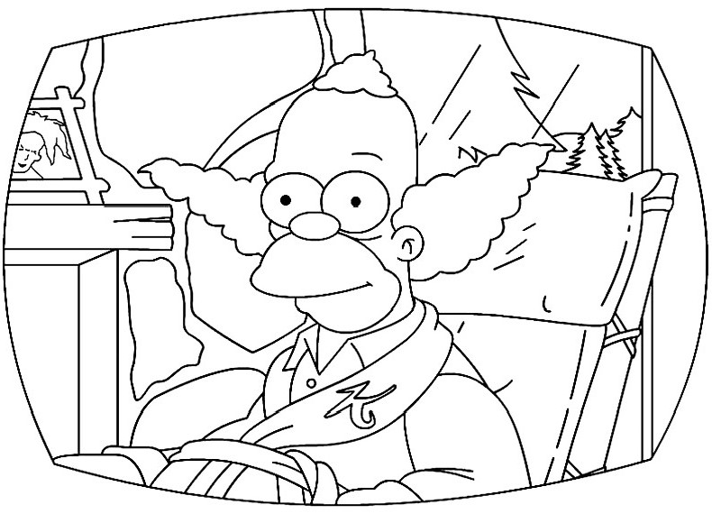 Krusty il clown The Simpsons disegno da colorare gratis