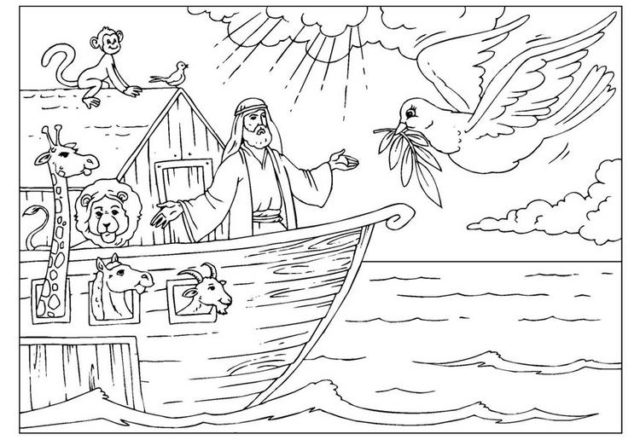 L’ Arca di Noè e la colomba da colorare